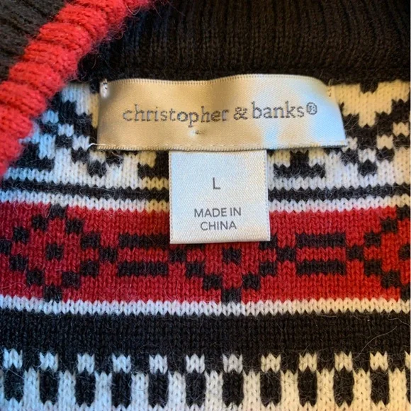 Christopher & Banks Red and Black Knit Sweater Vest Size L - Picture 4 of 6